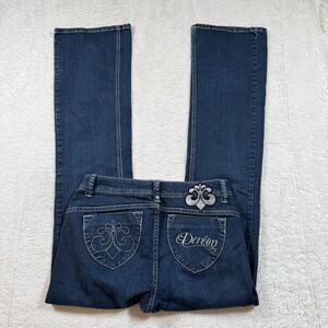 Vintage Y2K Dereon Women’s Navy Flare Jeans